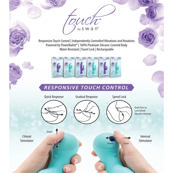 Swan Touch - Solo - Dual Vibrator - Rechargeable - Purple