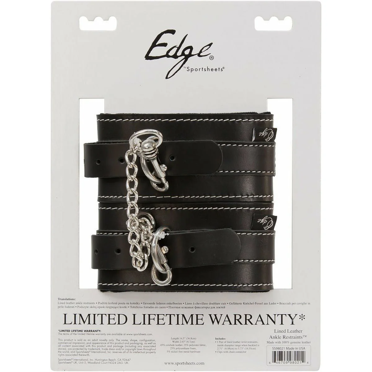 Sportsheets Edge Bondage Leather Ankle Restraints