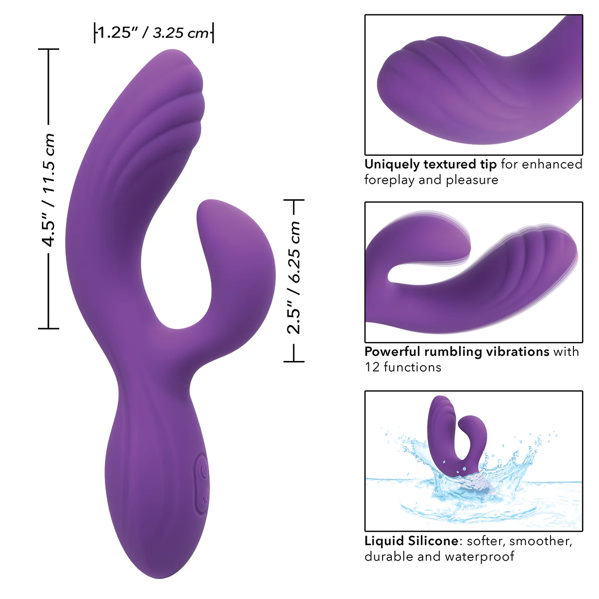 CaleXOtics – Stella – Liquid Silicone - “C” Curve Vibrator - Purple