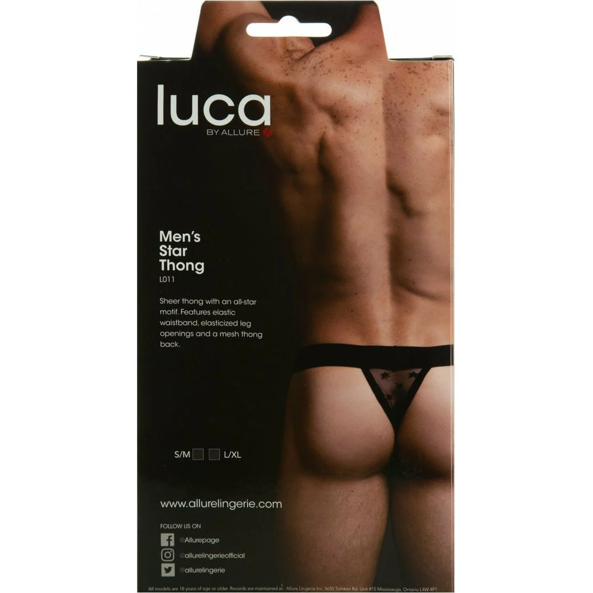Allure Luca – Men’s Star Thong – Black - S/M